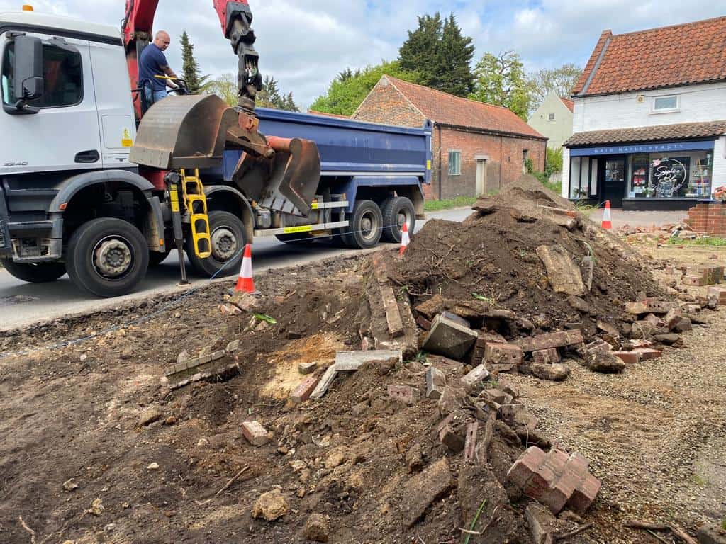 This is a photo of a dig out being carried out for the installation of a new tarmac driveway. Works being carried out by Attleborough Driveway Services